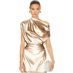The Sei Cowl Neck Ruched Mini Dress in Rose Gold NWOT Size 4